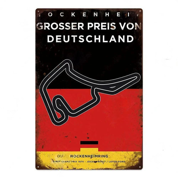 F1 Race Track Poster - Decorative Metal Tin Signs