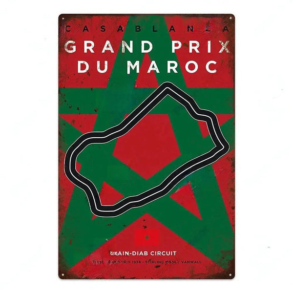 F1 Race Track Poster - Decorative Metal Tin Signs