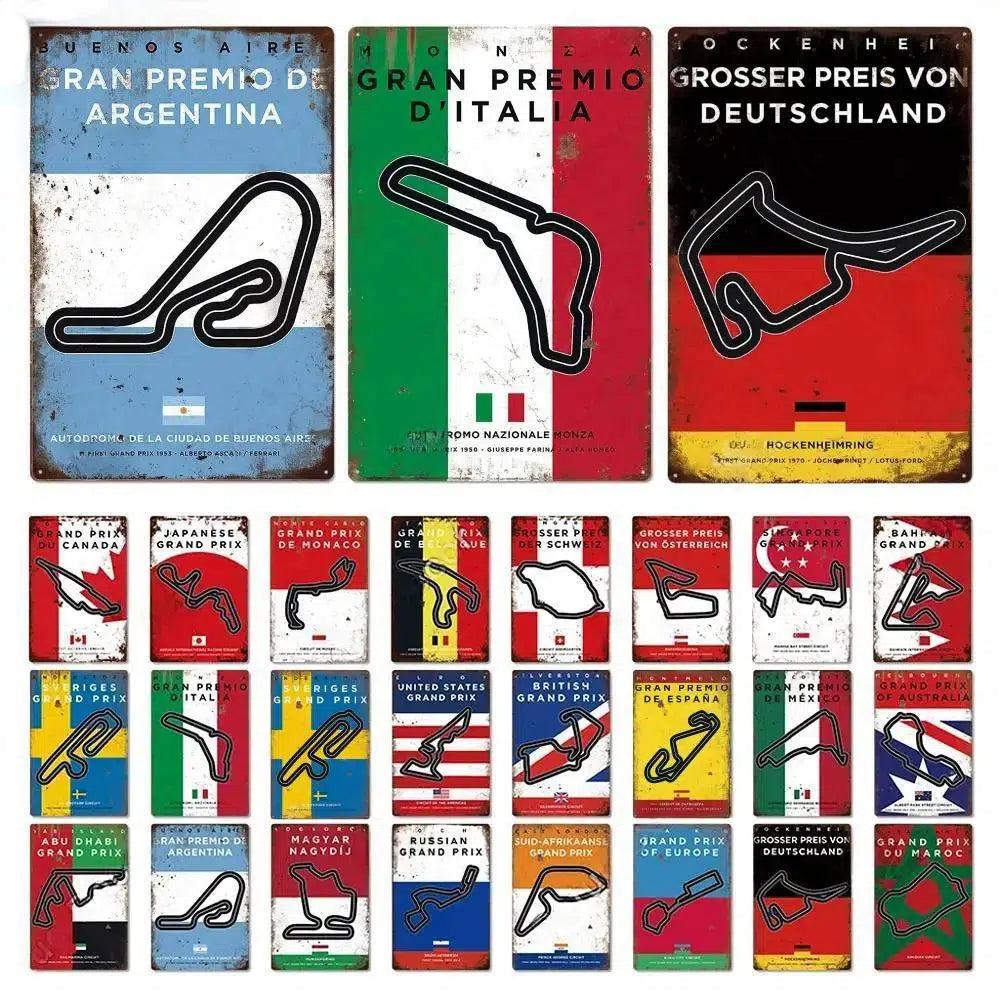 F1 Race Track Poster - Decorative Metal Tin Signs