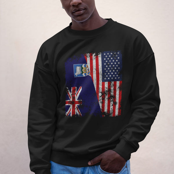 Falkland Islands USA Flag Half American Sweatshirt