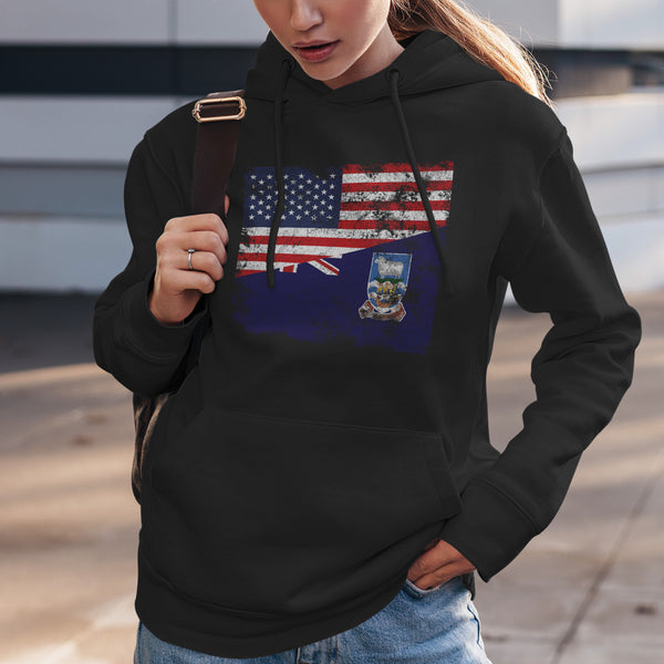 Falkland Islands USA Flag Hoodie