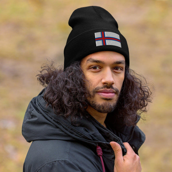 Faroe Islands Flag Beanie - Embroidered Winter Hat