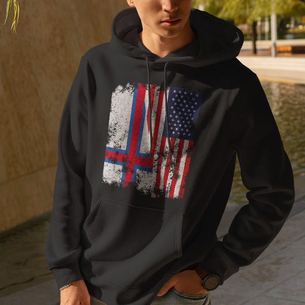 Faroe Islands USA Flag - Half American Hoodie