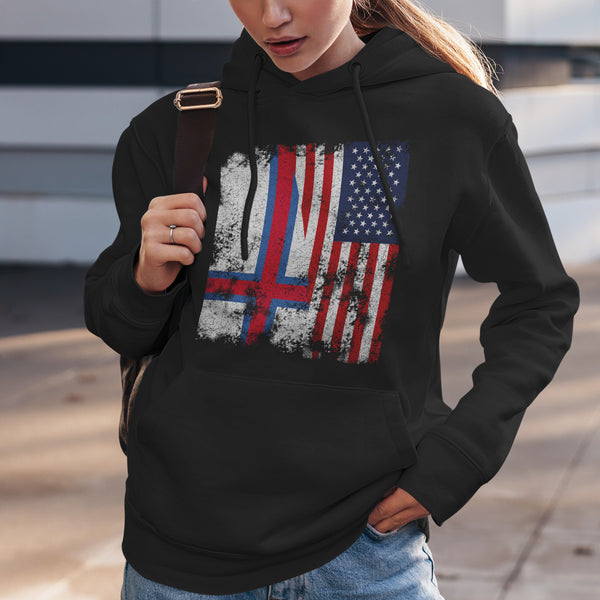 Faroe Islands USA Flag - Half American Hoodie