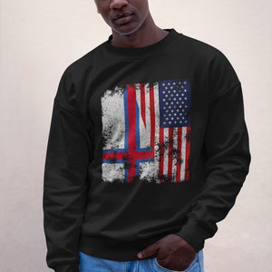 Faroe Islands USA Flag - Half American Sweatshirt