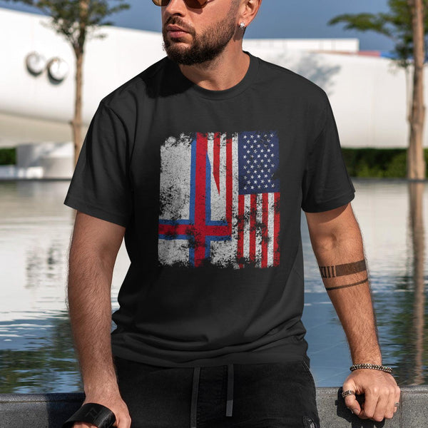 Faroe Islands USA Flag - Half American T-Shirt