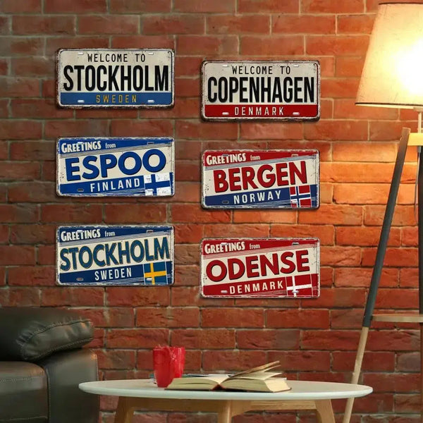 Finland, Denmark, Norway & Sweden Flag License Plate Collection