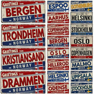Finland, Denmark, Norway & Sweden Flag License Plate Collection