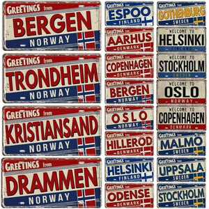 Finland, Denmark, Norway & Sweden Flag License Plate Collection