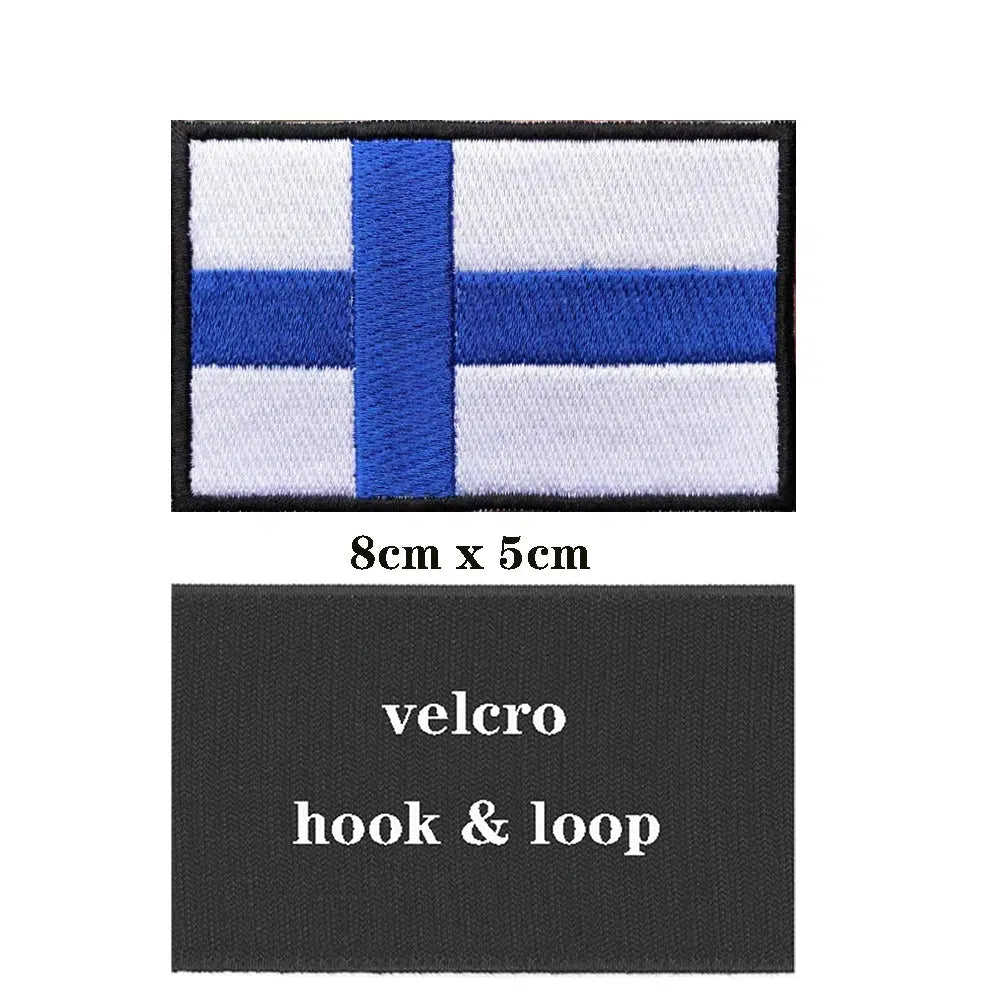 Finland Flag Patch - Iron On/Hook & Loop Patch