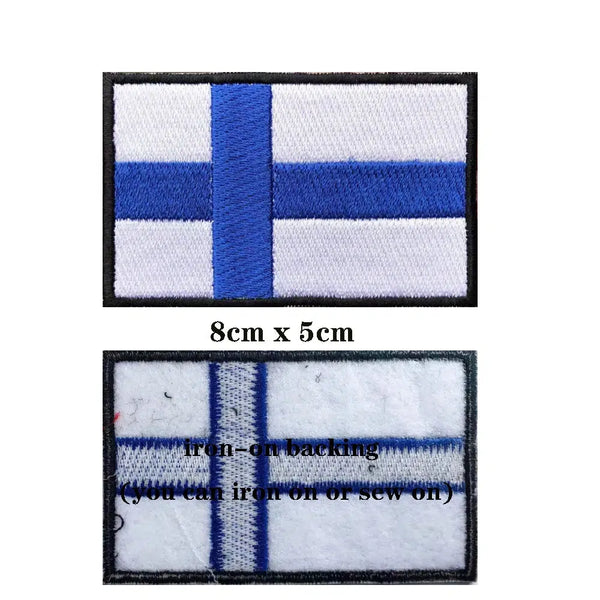 Finland Flag Patch - Iron On/Hook & Loop Patch