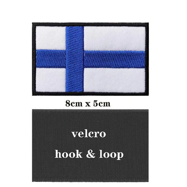 Finland Flag Patch - Iron On/Hook & Loop Patch