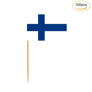 Finland Flag Toothpicks - Cupcake Toppers (100Pcs)