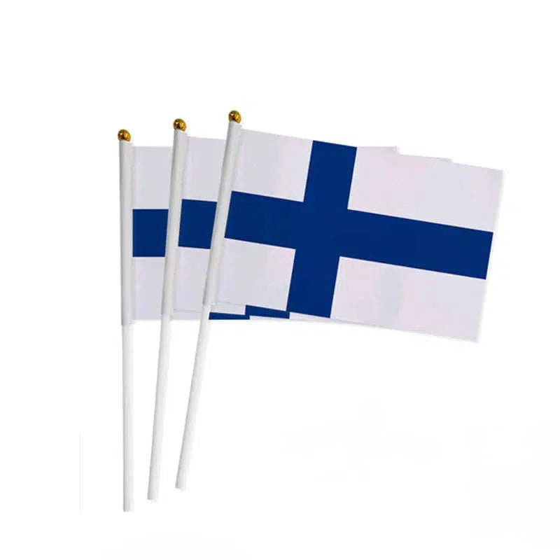 Finland Flag on Stick - Small Handheld Flag (50/100Pcs)