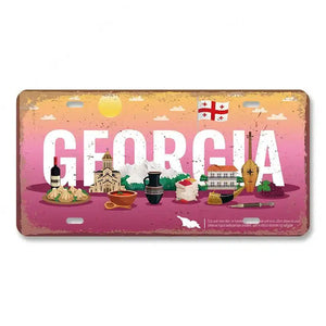 Flag & Country License Plate Collection - Decorative Metal Tin Signs