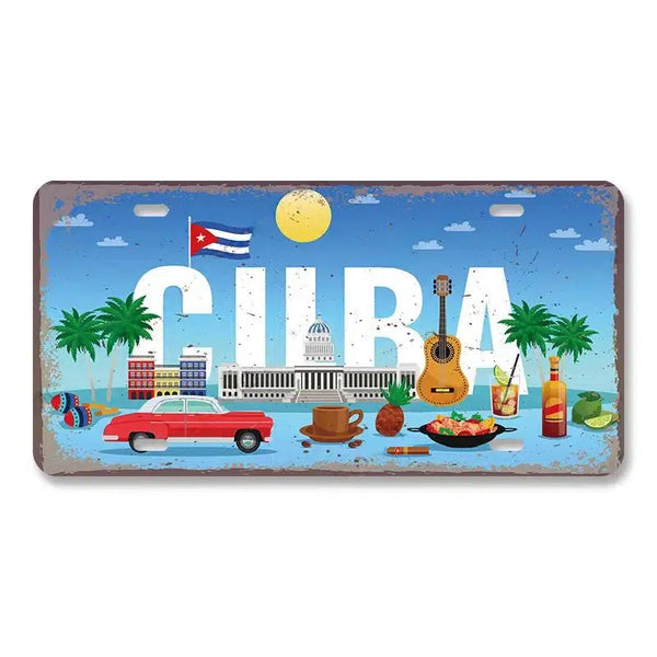 Flag & Country License Plate Collection - Decorative Metal Tin Signs