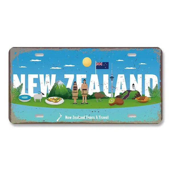 Flag & Country License Plate Collection - Decorative Metal Tin Signs