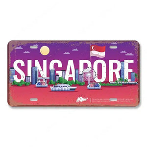 Flag & Country License Plate Collection - Decorative Metal Tin Signs