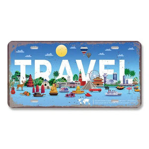 Flag & Country License Plate Collection - Decorative Metal Tin Signs