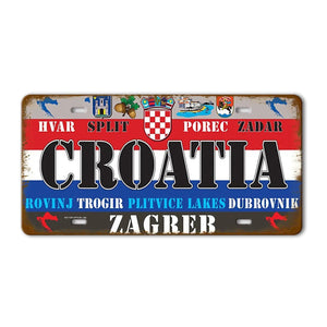 Flag License Plate Collection - Decorative Metal Tin Signs