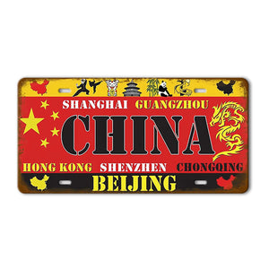 Flag License Plate Collection - Decorative Metal Tin Signs