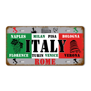 Flag License Plate Collection - Decorative Metal Tin Signs