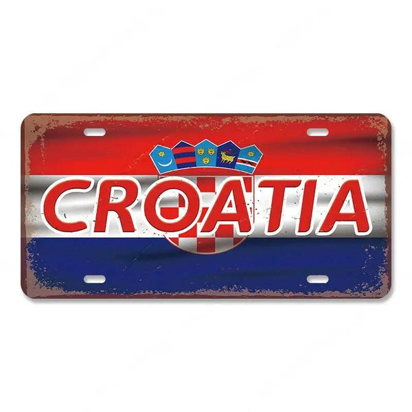 Flag License Plate Collection - Decorative Metal Tin Signs