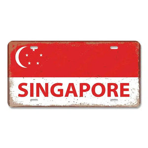 Flag License Plate Collection - Decorative Metal Tin Signs