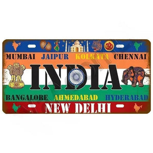 Flag License Plate Collection - Decorative Metal Tin Signs