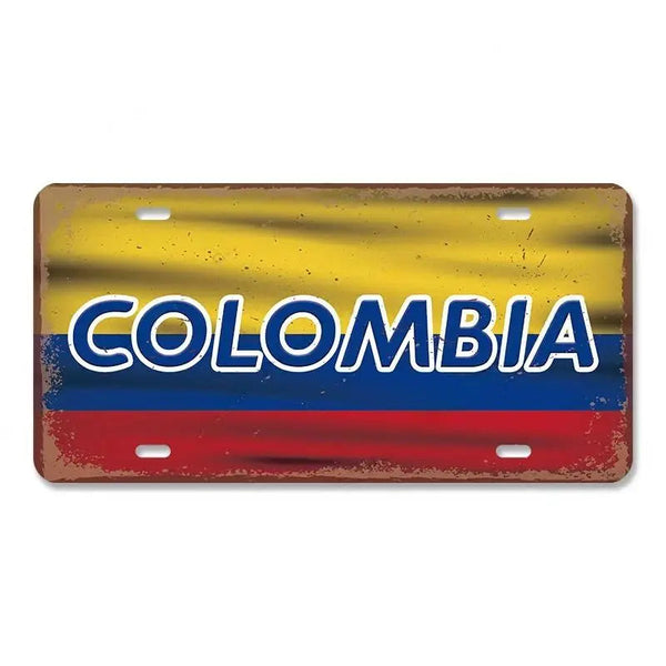 Flag License Plate Collection - Decorative Metal Tin Signs