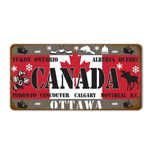 Flag License Plate Collection - Decorative Metal Tin Signs