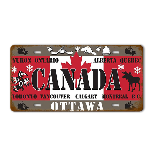 Flag License Plate Collection - Decorative Metal Tin Signs