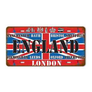 Flag License Plate Collection - Decorative Metal Tin Signs