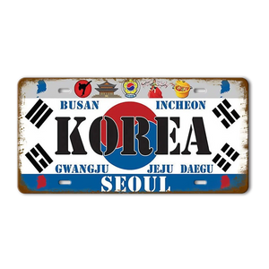 Flag License Plate Collection - Decorative Metal Tin Signs