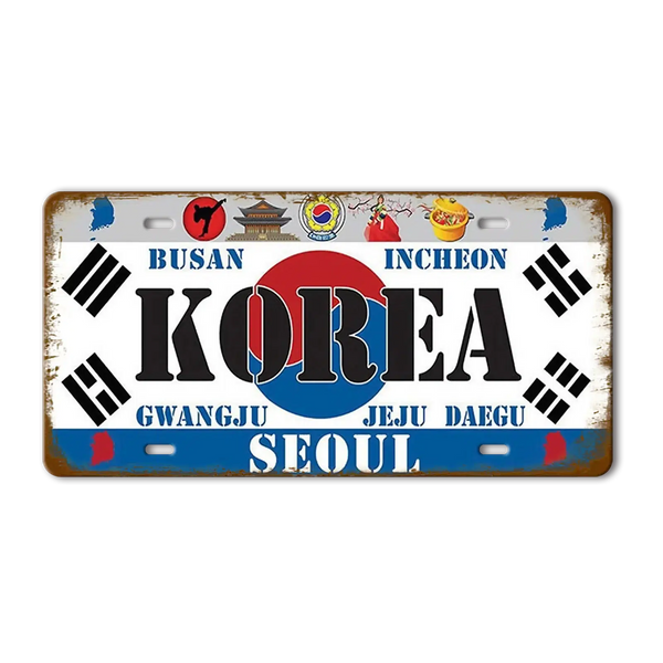 Flag License Plate Collection - Decorative Metal Tin Signs