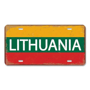 Flag License Plate Collection - Decorative Metal Tin Signs