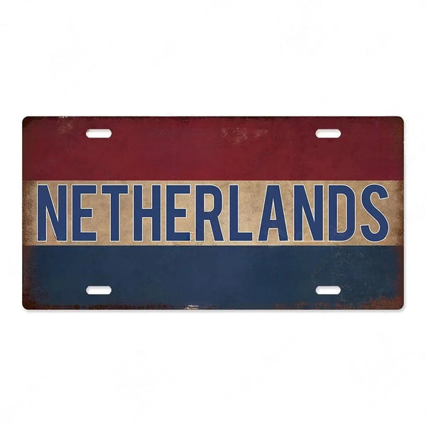 Flag License Plate Collection - Decorative Metal Tin Signs