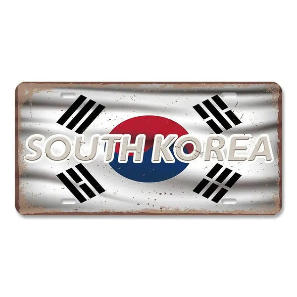 Flag License Plate Collection - Decorative Metal Tin Signs