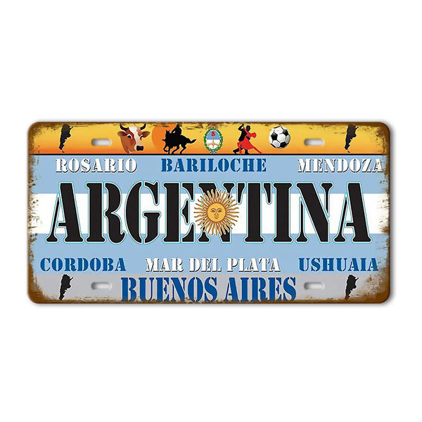 Flag License Plate Collection - Decorative Metal Tin Signs
