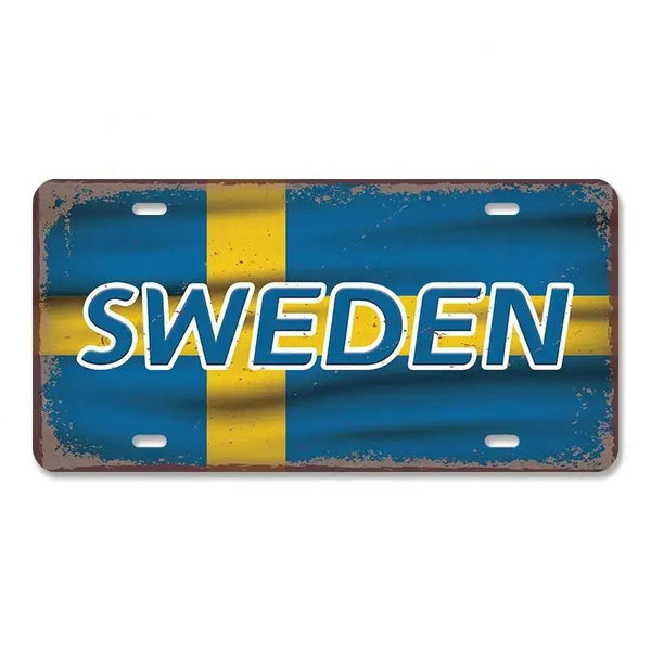 Flag License Plate Collection - Decorative Metal Tin Signs