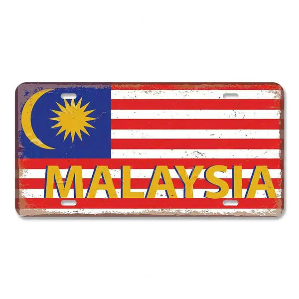 Flag License Plate Collection - Decorative Metal Tin Signs