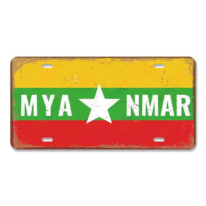 Flag License Plate Collection - Decorative Metal Tin Signs