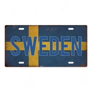 Flag License Plate Collection - Decorative Metal Tin Signs