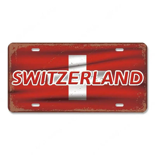 Flag License Plate Collection - Decorative Metal Tin Signs