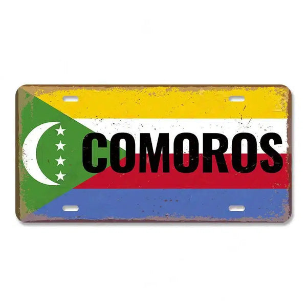 Flag License Plate Collection - Decorative Metal Tin Signs