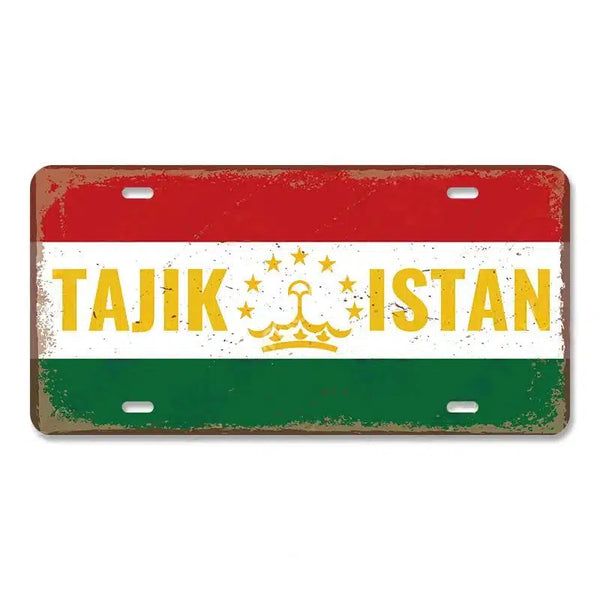 Flag License Plate Collection - Decorative Metal Tin Signs