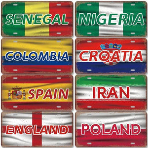 Flag License Plate Collection - Decorative Metal Tin Signs