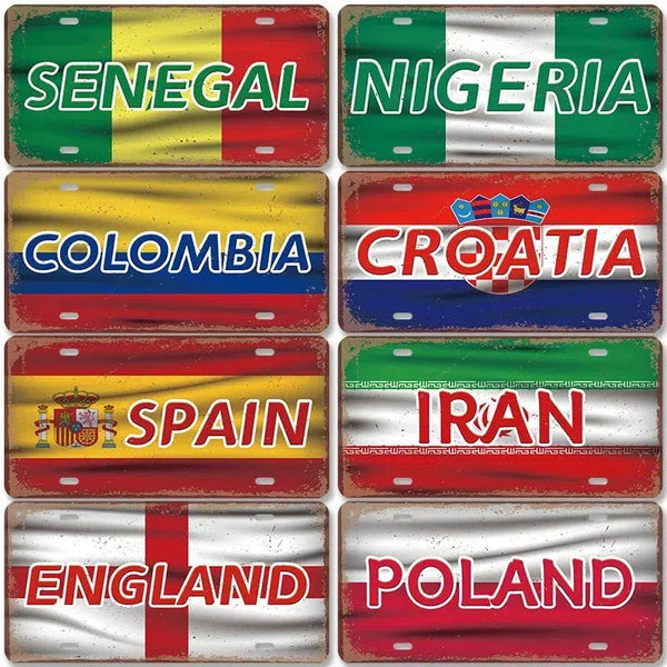 Flag License Plate Collection - Decorative Metal Tin Signs