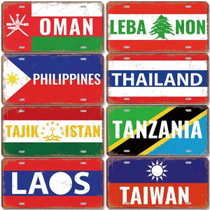 Flag License Plate Collection - Decorative Metal Tin Signs