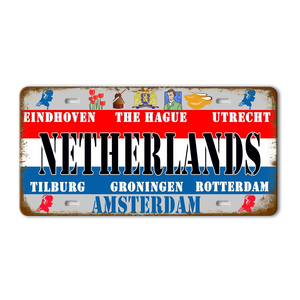 Flag License Plate Collection - Decorative Metal Tin Signs